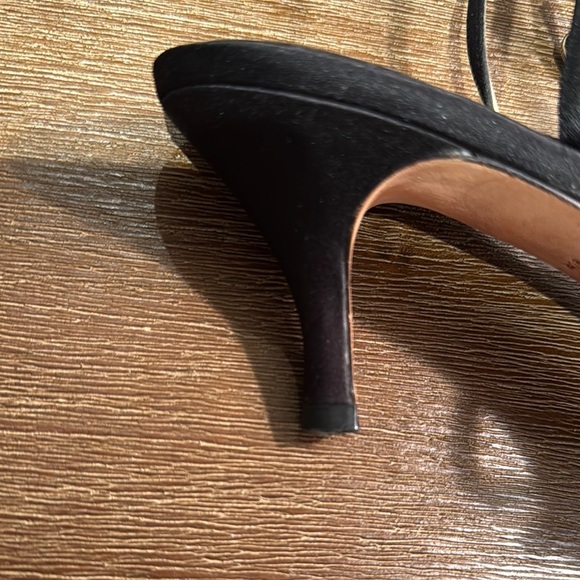 Nina elegant black strappy satin kitten heel ankle strap beadwork women7.5 - Picture 4 of 6